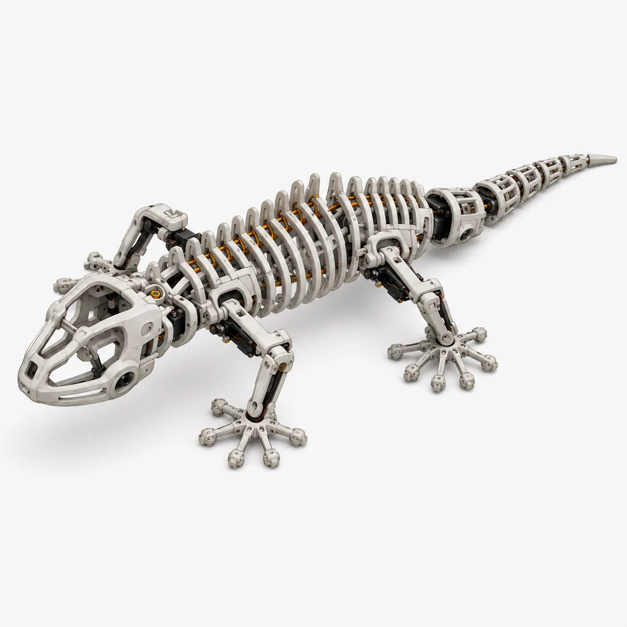 Render conceptual de un robot gecko; no representa un prototipo construido